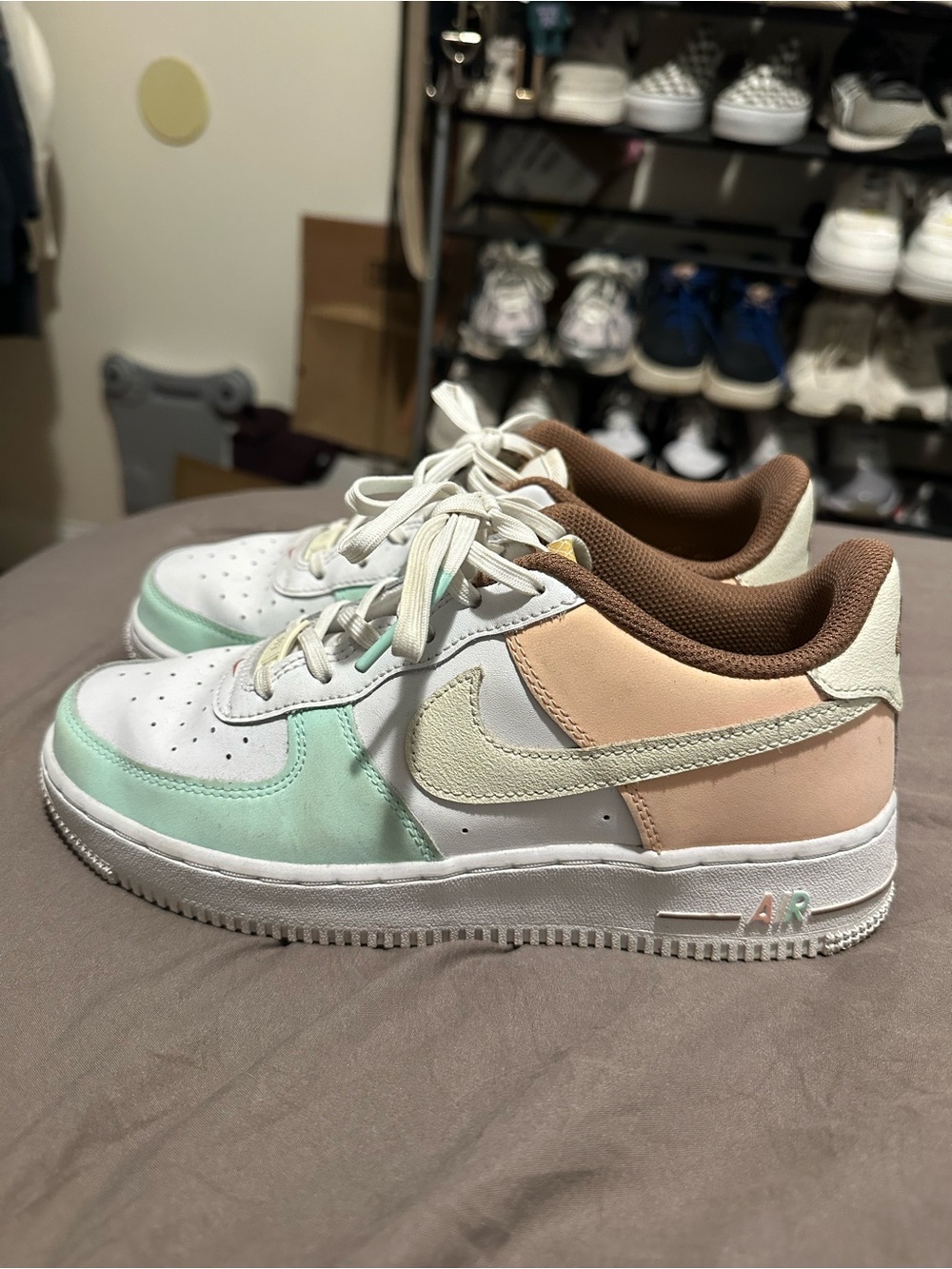 Nike Low-Top Sneakers in Mint, Peach & Brown